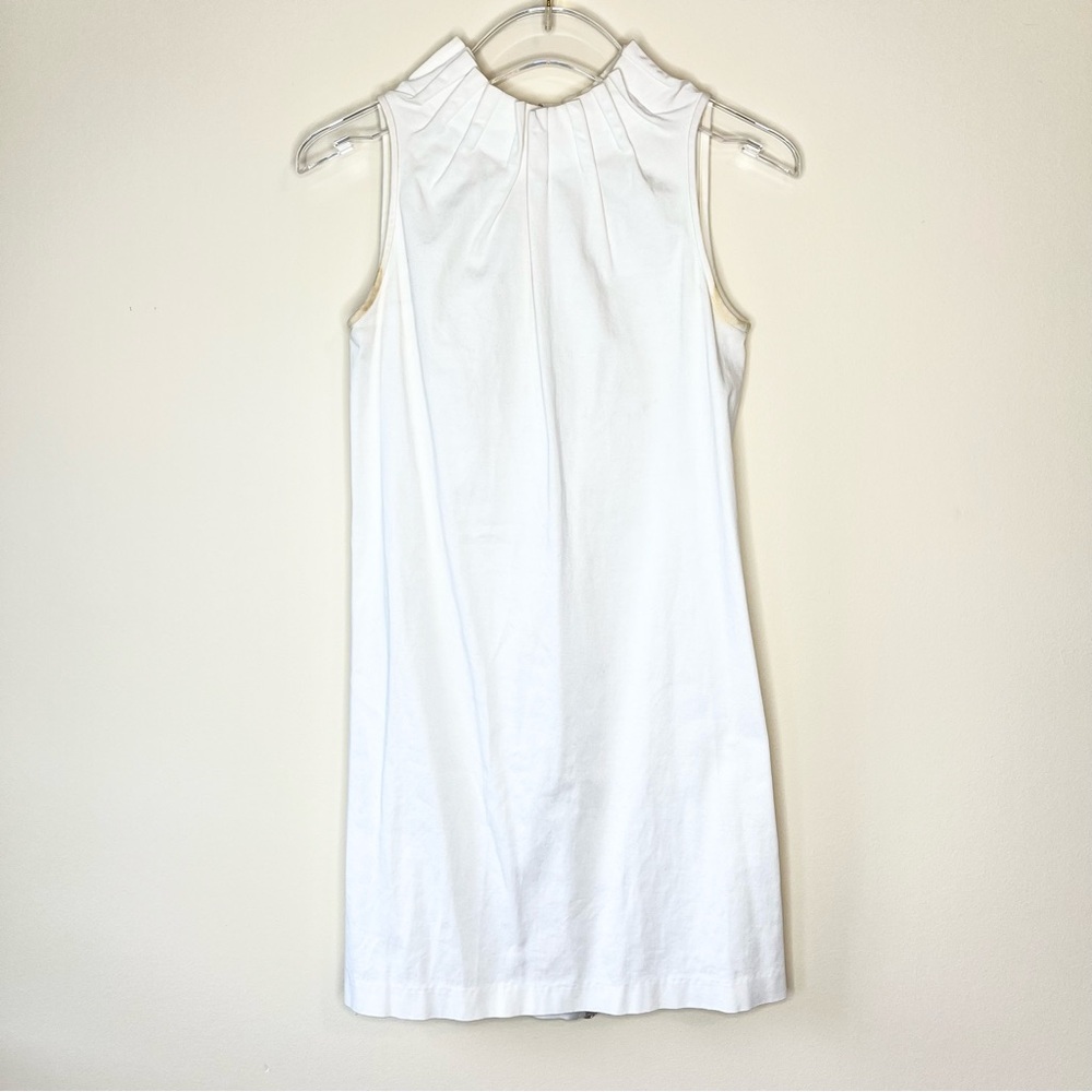 Yigal Azrouel New York Cream White Pleat Neck Mini Shift Dress Size 2